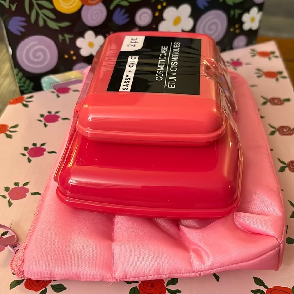 Two Small size cosmetic cases plus free zipper bag
